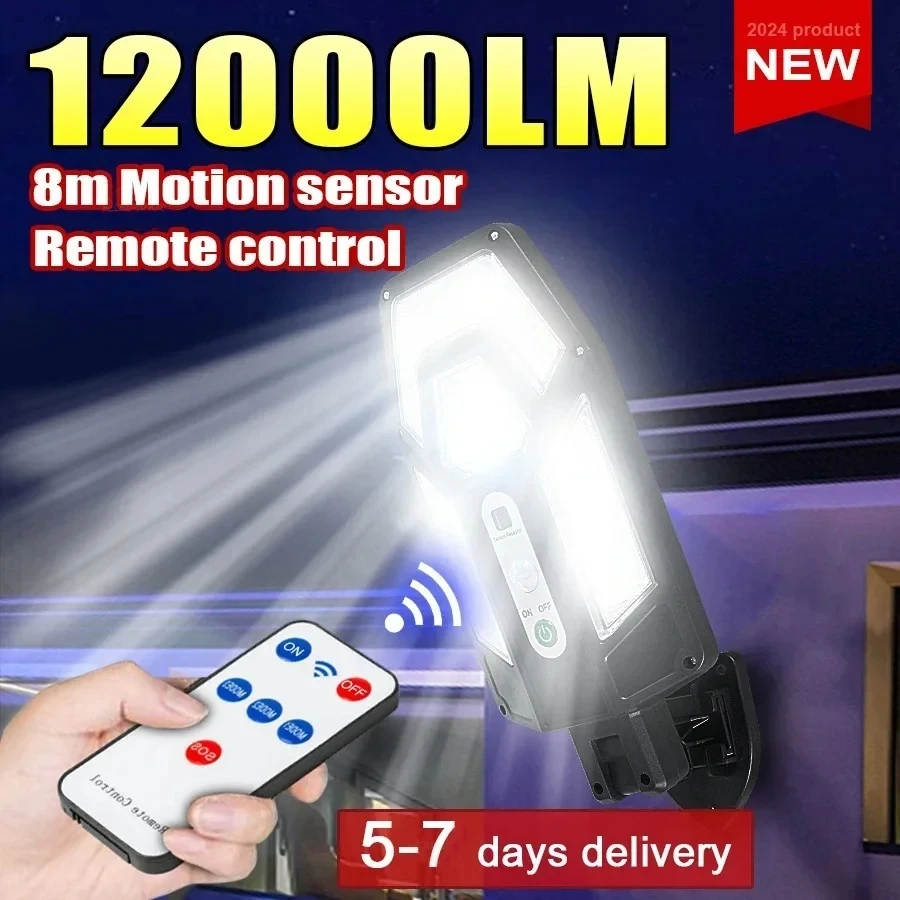 Outdoor Lighting B&Q - 12000LM Güçlü Güneş Enerjili Duvar Lambası,