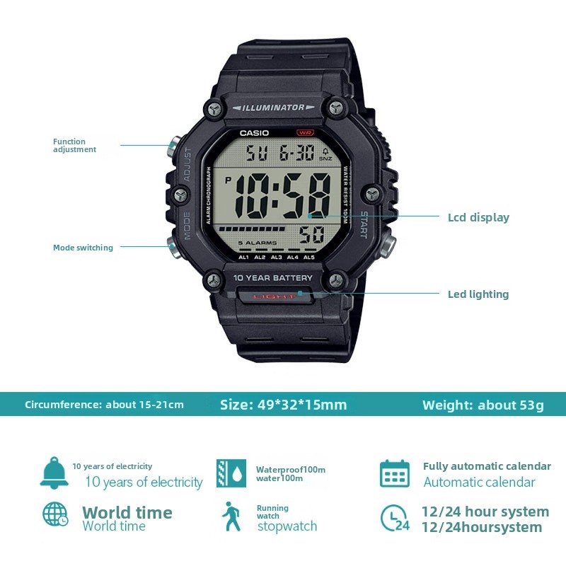Outdoor Lighting Zones - Casio AE-1600H Ağır Hizmet Tipi Dijital