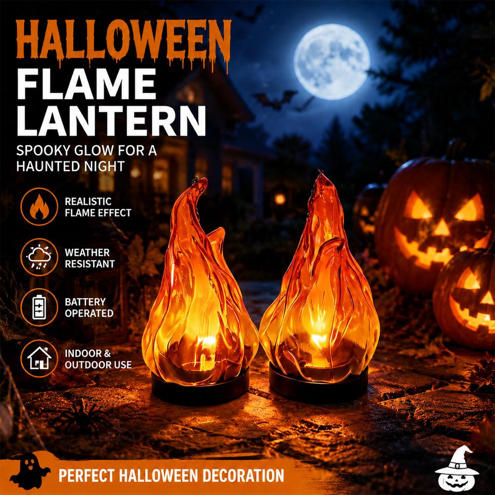 Outdoor Lighting And Decor - Güneş Enerjili Alev Efektli Asılı Fener